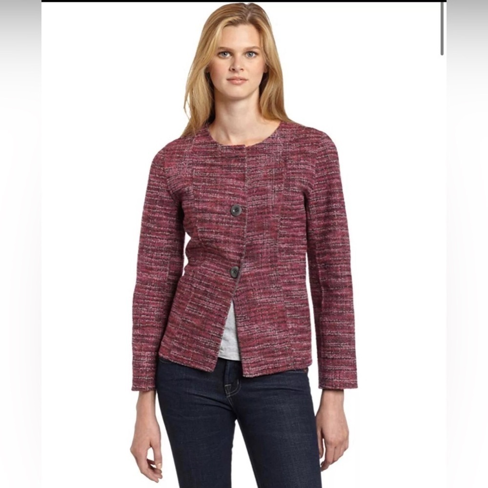 Pendleton Nancy Pink Magenta Gray Tweed Reversible Jacket Size Small Petite